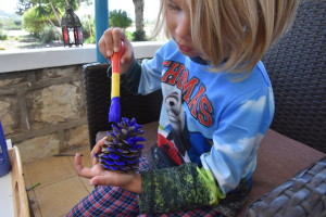 painting pine cones